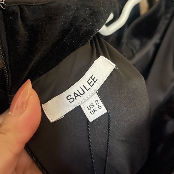 SAU LEE | NWT! Women's Morgan Feather-trimmed Minidress In Black - Picture 6 of 8